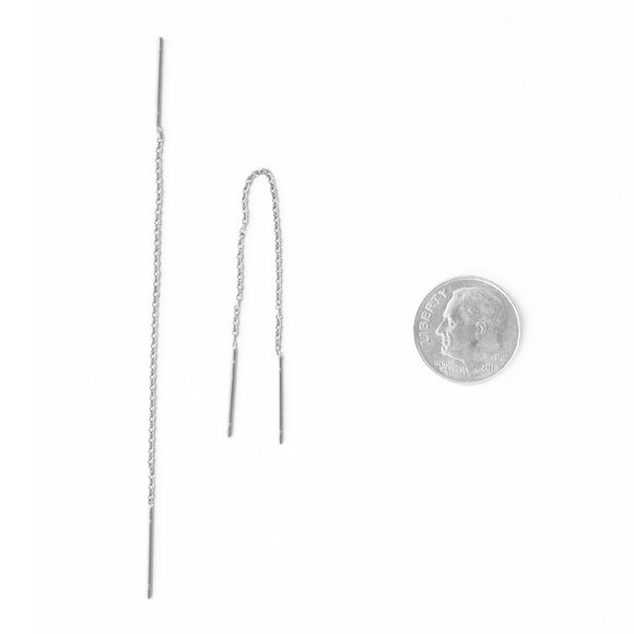 Earrings Threader Cable Chain Silver - Picture 2 of 3